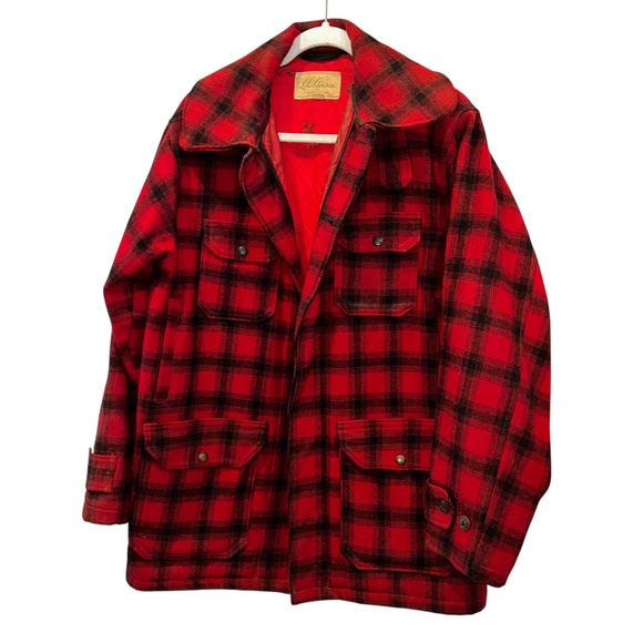 L.L. Bean INCREDIBLE vintage original red buffalo check plaid wool hunting jkt40 - Picture 1 of 7